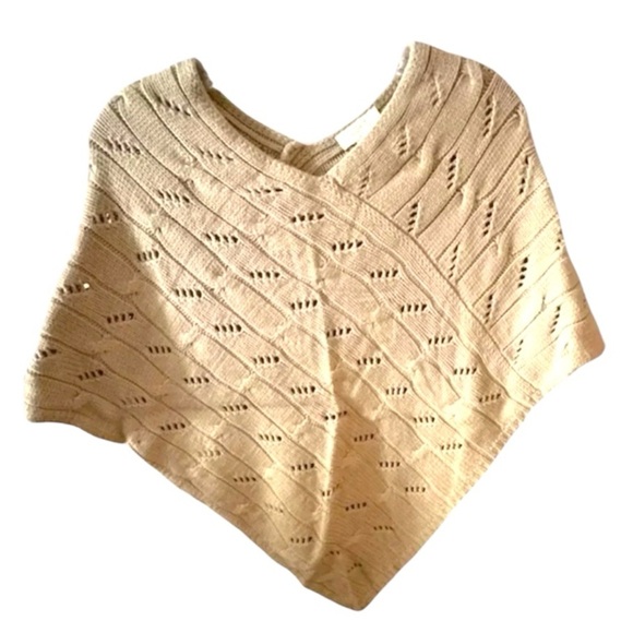 LOFT Women's Beige Cable Knit Shawl Wrap Cozy Winter Accessory - Picture 1 of 4